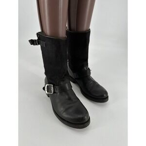 FRYE Veronica Short Fur‎ Leather Boots Women's Size 6.5B Black